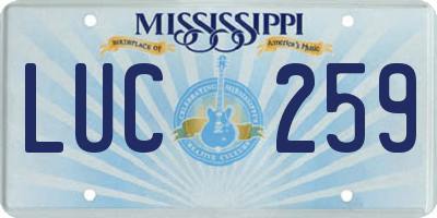 MS license plate LUC259