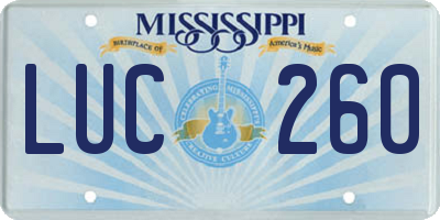 MS license plate LUC260