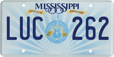 MS license plate LUC262