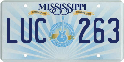 MS license plate LUC263