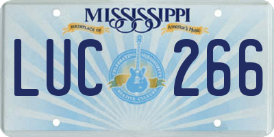 MS license plate LUC266