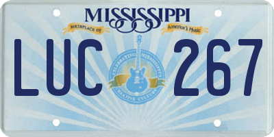 MS license plate LUC267