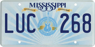 MS license plate LUC268