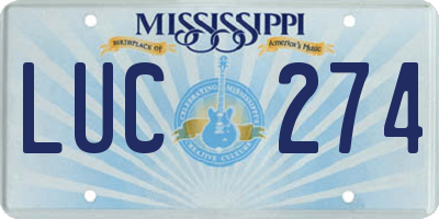 MS license plate LUC274