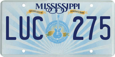 MS license plate LUC275