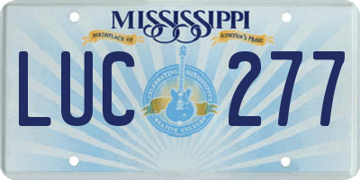 MS license plate LUC277