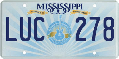 MS license plate LUC278
