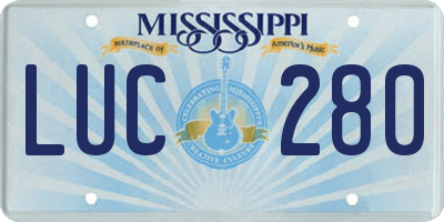 MS license plate LUC280