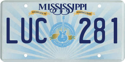 MS license plate LUC281