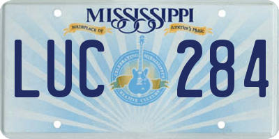 MS license plate LUC284