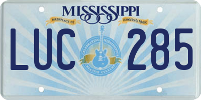 MS license plate LUC285