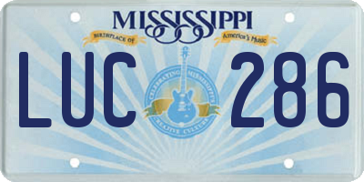 MS license plate LUC286