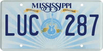 MS license plate LUC287