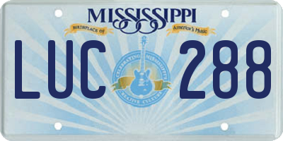MS license plate LUC288