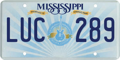 MS license plate LUC289