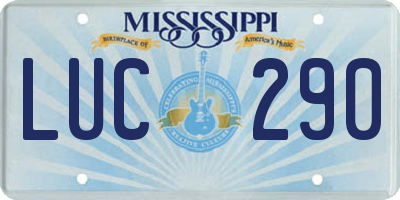 MS license plate LUC290