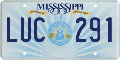 MS license plate LUC291