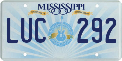 MS license plate LUC292