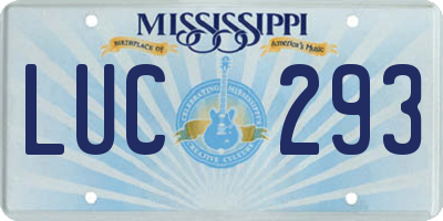 MS license plate LUC293