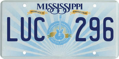 MS license plate LUC296