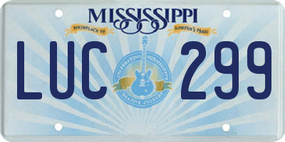 MS license plate LUC299