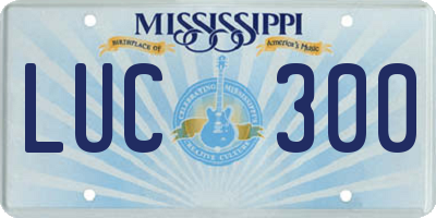 MS license plate LUC300