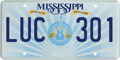 MS license plate LUC301