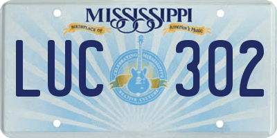MS license plate LUC302