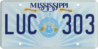 MS license plate LUC303