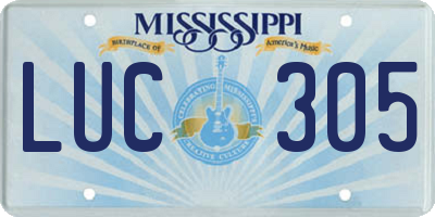 MS license plate LUC305