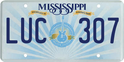MS license plate LUC307