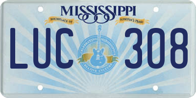 MS license plate LUC308