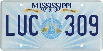 MS license plate LUC309