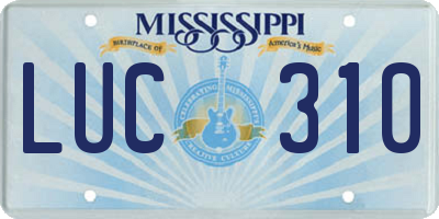 MS license plate LUC310