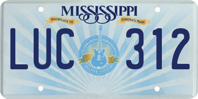 MS license plate LUC312