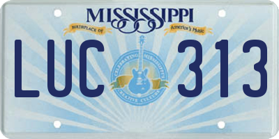 MS license plate LUC313
