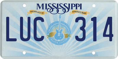 MS license plate LUC314