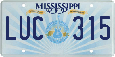 MS license plate LUC315