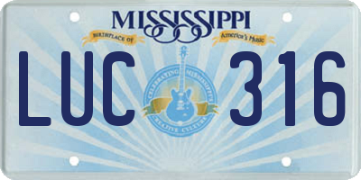 MS license plate LUC316