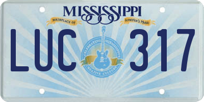MS license plate LUC317