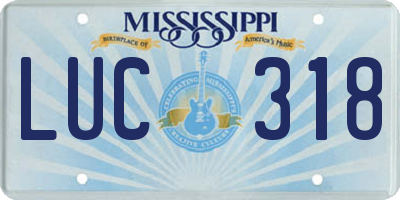 MS license plate LUC318
