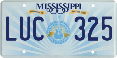 MS license plate LUC325