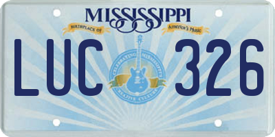 MS license plate LUC326