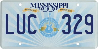 MS license plate LUC329