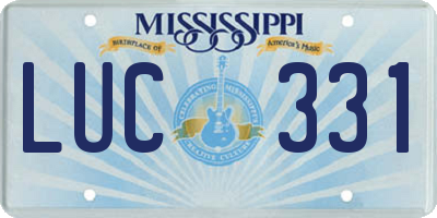 MS license plate LUC331