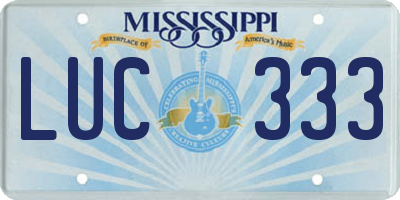 MS license plate LUC333