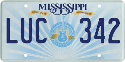 MS license plate LUC342