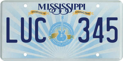 MS license plate LUC345