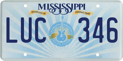 MS license plate LUC346