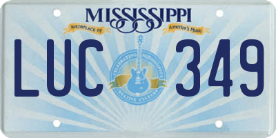 MS license plate LUC349